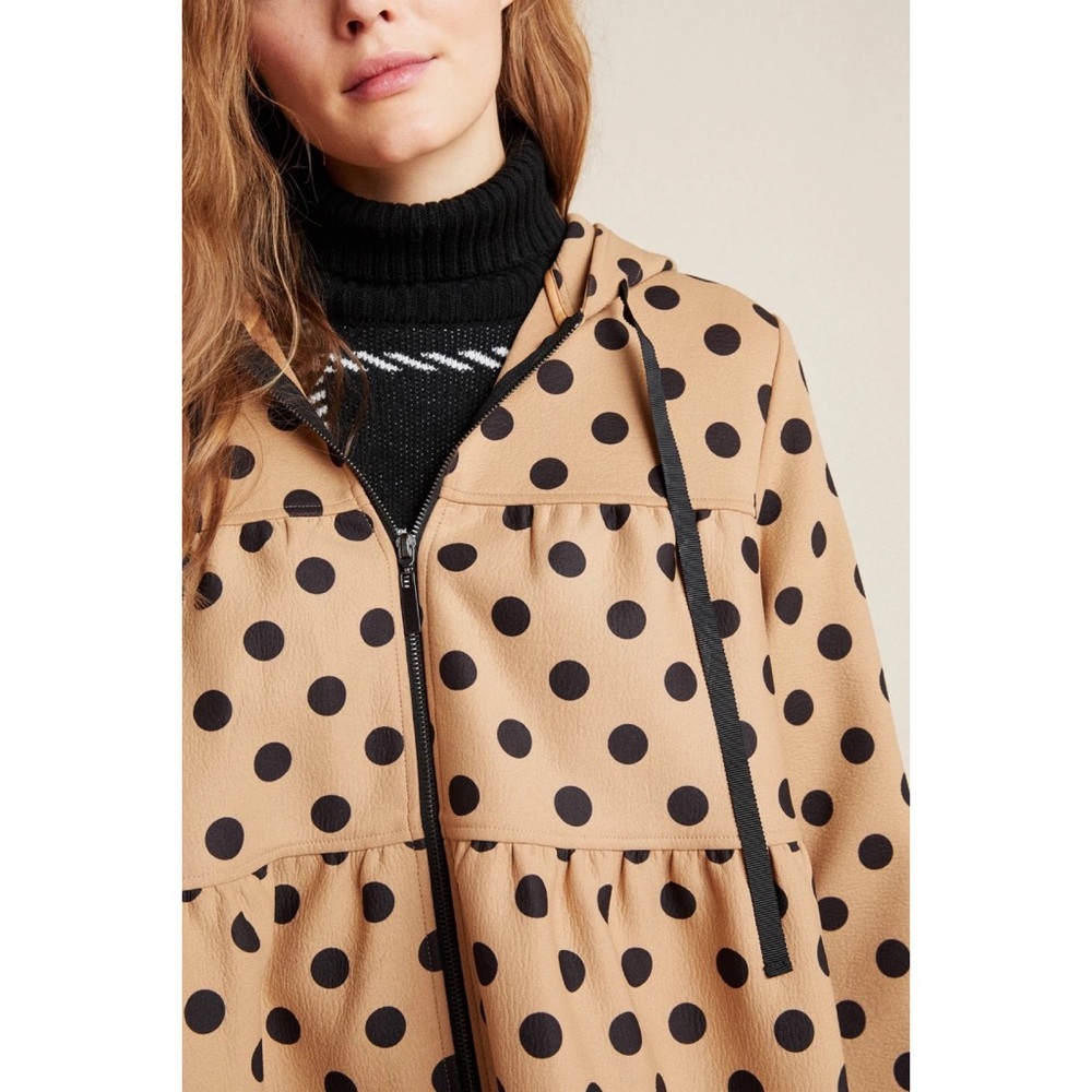 Eva Franco S Anthropologie Maybelle Polka Dot Tiered Coat Jacket Hooded Zip Up - Picture 12 of 13